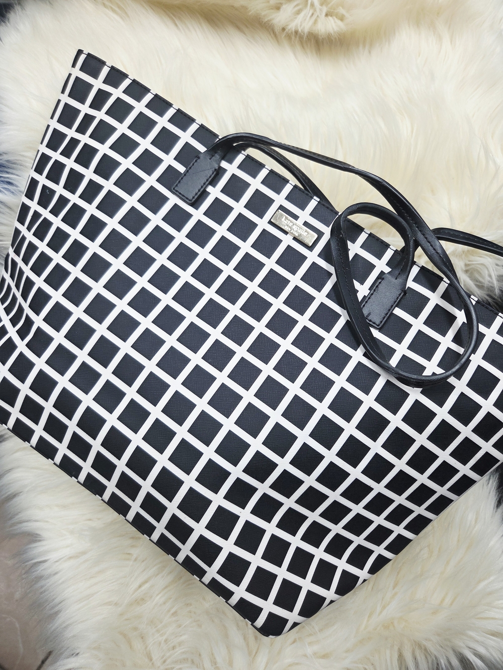 kate spade Black and White Grid Tote
